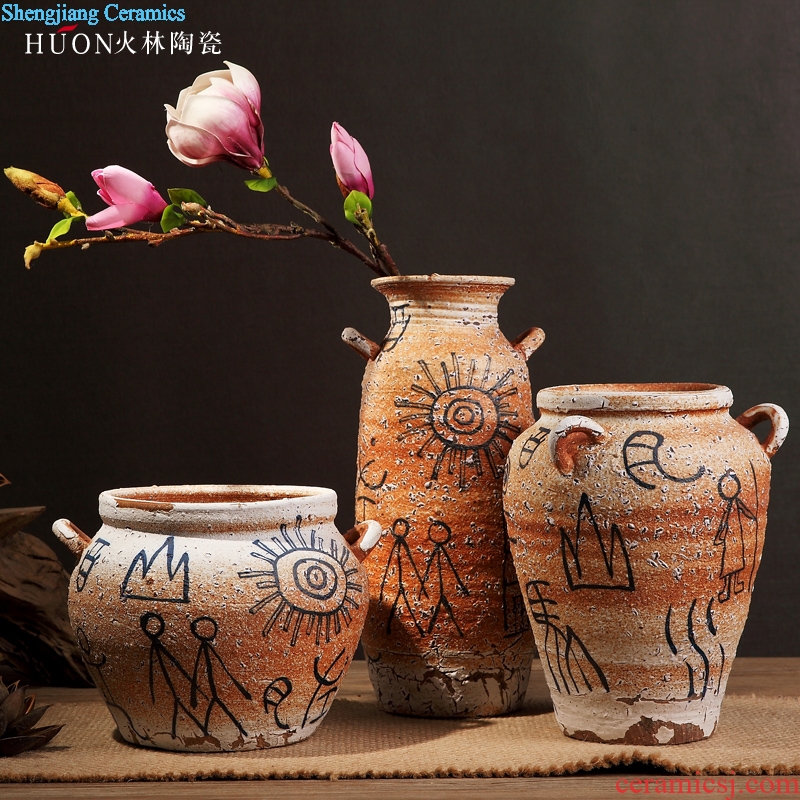 Zen of pottery and porcelain vase Chinese style restoring ancient ways is coarse pottery do old earthenware jar of primitive simplicity porch is decorated furnishing articles flowers, flower arranging