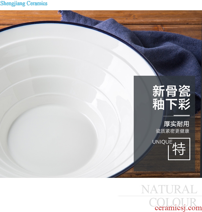 Million creative ceramic bowl beef pull rainbow noodle bowl household hotel wholesale pure color thread soup bowl hat to bowl