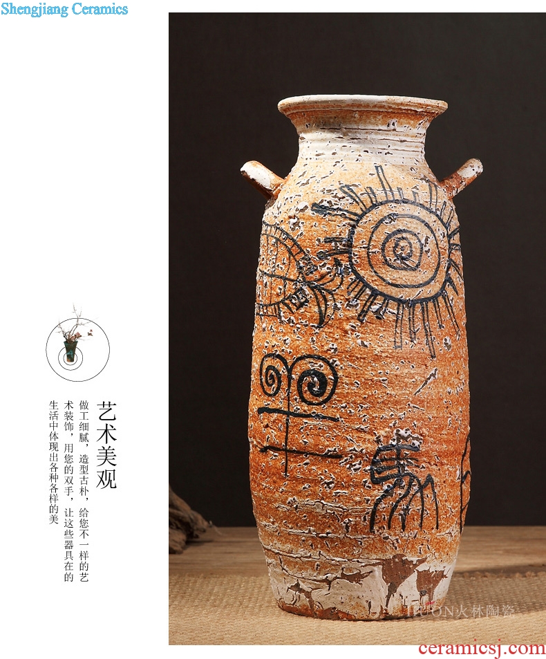 Zen of pottery and porcelain vase Chinese style restoring ancient ways is coarse pottery do old earthenware jar of primitive simplicity porch is decorated furnishing articles flowers, flower arranging