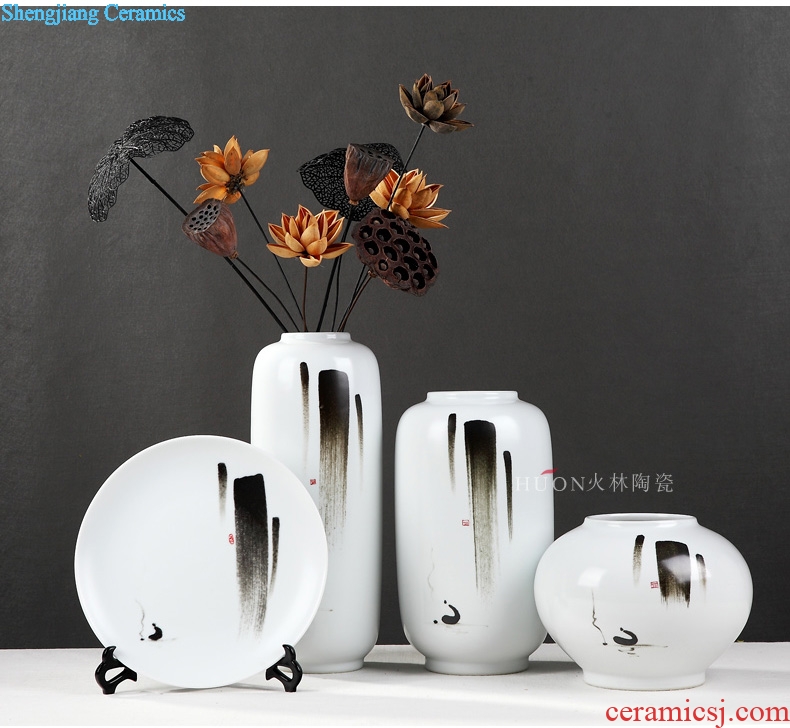 New Chinese zen vase furnishing articles ceramic decoration simple porch home sitting room TV ark flower arranging flowers