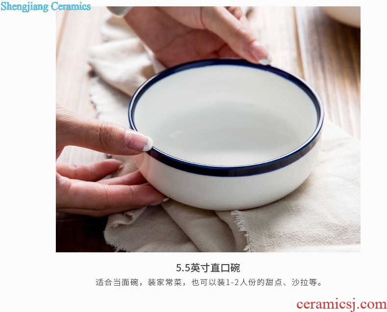 Million jia creative ceramic bowl rainbow noodle bowl bowl home a large soup pot soup bowl microwave li riceses leave