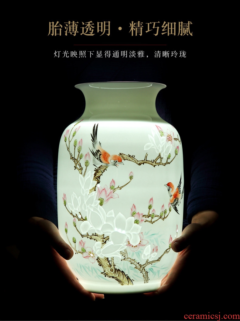 Jingdezhen ceramics hand carved exquisite thin foetus vases, flower arranging rich ancient frame sitting room adornment handicraft furnishing articles