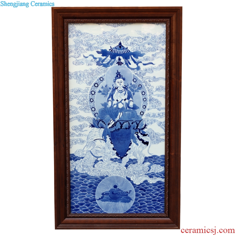 Jingdezhen ceramic blue and white figure of Buddha hand-painted porcelain plate painter hangs a picture murals in the sitting room porch decoration