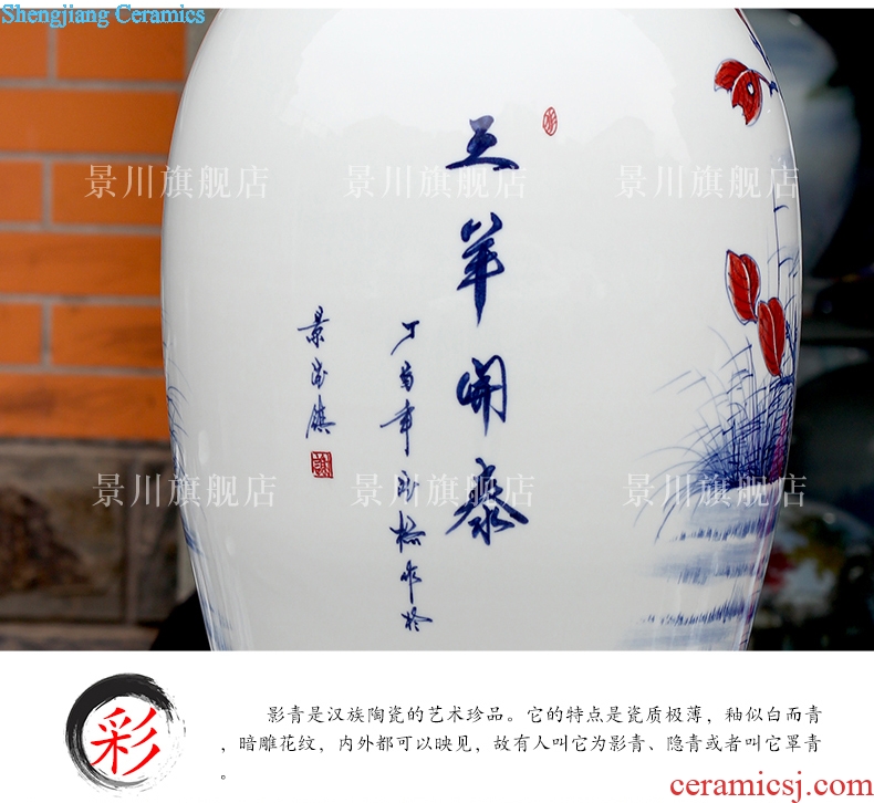 Jingdezhen ceramics hand-painted three Yang kaitai dry flower vase home sitting room place modern mesa adornment
