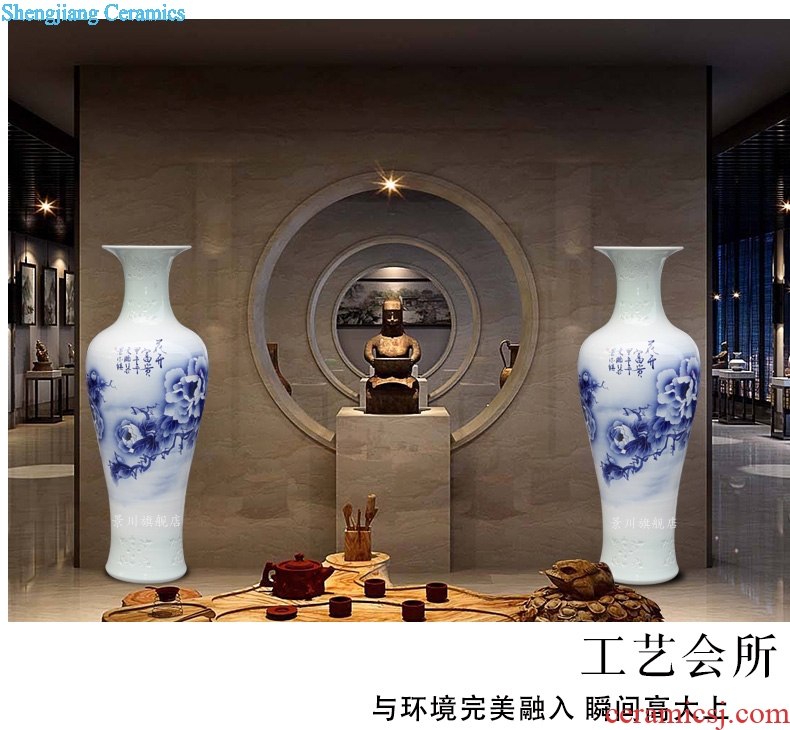 Jingdezhen porcelain ceramic blue and white peony blooming flowers hand-painted sitting room of large vase household furnishing articles