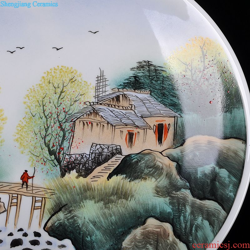 Hang dish of jingdezhen ceramics decoration plate of hand-painted "Bridges the somebody else sit home decoration handicraft furnishing articles