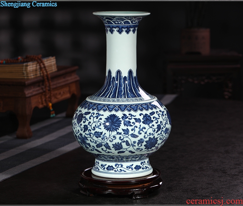 Jingdezhen ceramics vase blue and white porcelain sitting room of Chinese style household adornment porch furnishing articles furnishing articles