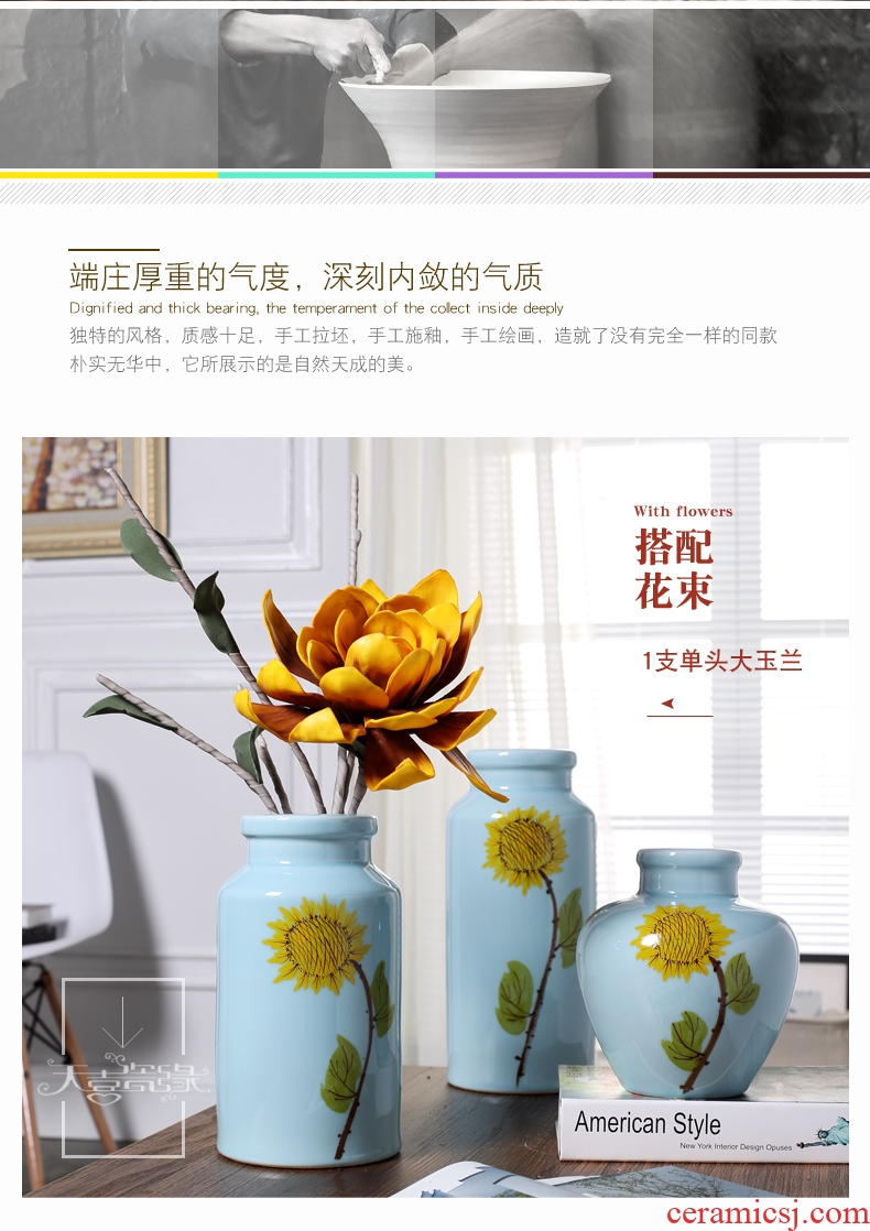 Jingdezhen contemporary and contracted ceramic vase furnishing articles creative living room small pure and fresh and dry flower arranging, table decorations