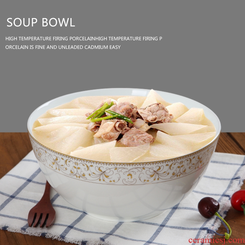 Household size 8 inches to eat rice soup bowl of jingdezhen ceramics rainbow noodle bowl contracted creative bone porcelain hotel tableware