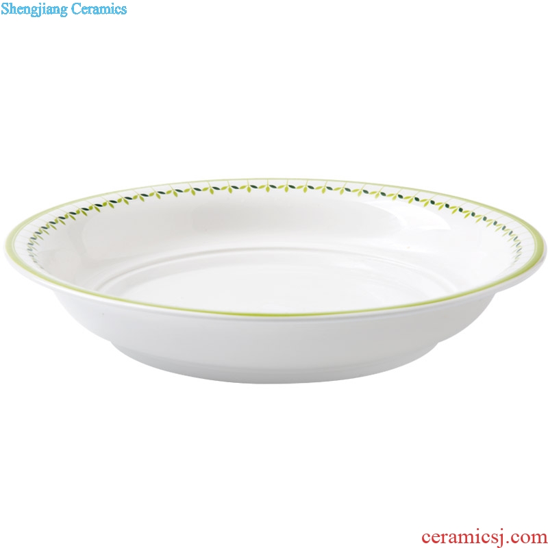 Ijarl million jia creative Chinese tableware ceramics plate flat tray plates steak household food dish dish of green