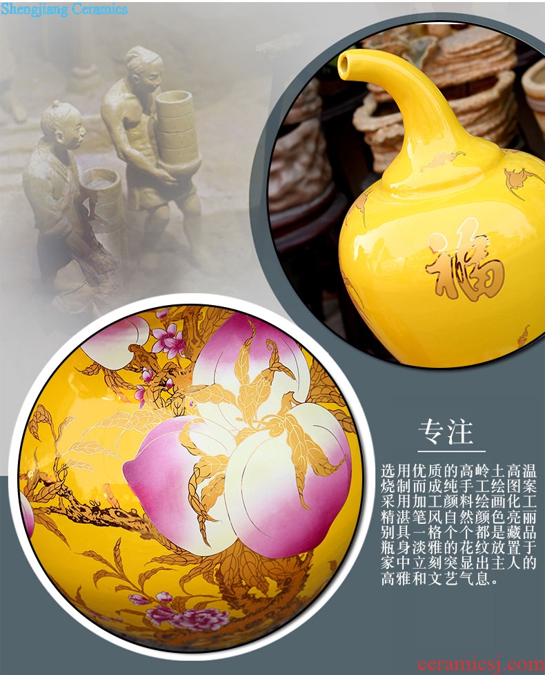 Jingdezhen ceramic maxim landing big gourd vases home sitting room store modern Chinese style furnishing articles