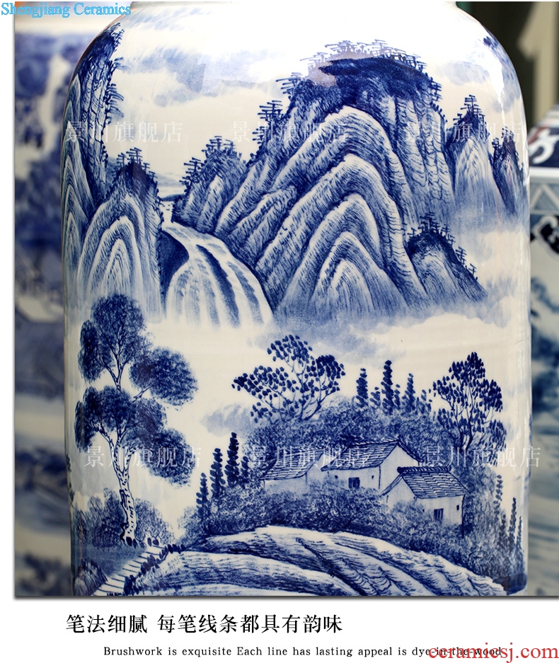 Jingdezhen porcelain ceramic hand-painted loose to meet the world landing big vase household sitting room hotel Chinese large-sized furnishing articles