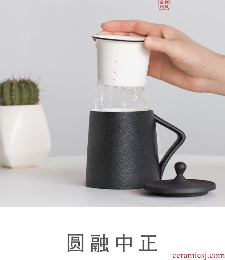 Mr Nanshan accompany office tea mug cup a cup of water glass ceramic filter with cover cup couples