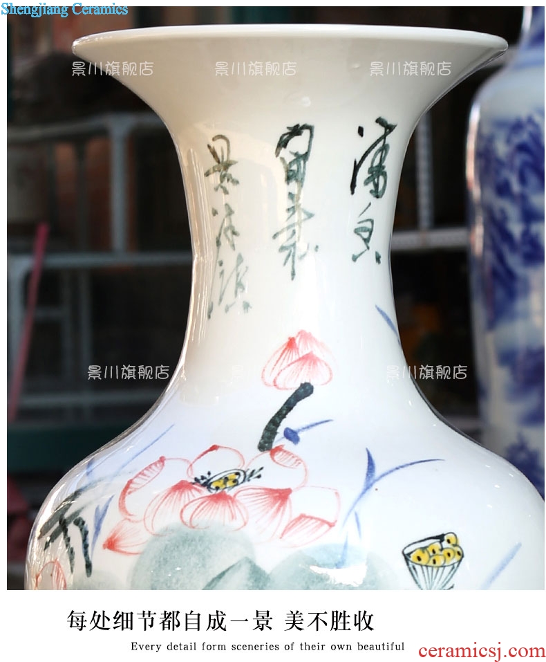 Lotus big vase vase of porcelain of jingdezhen ceramics hand-painted sitting room opened hotel home furnishing articles landing