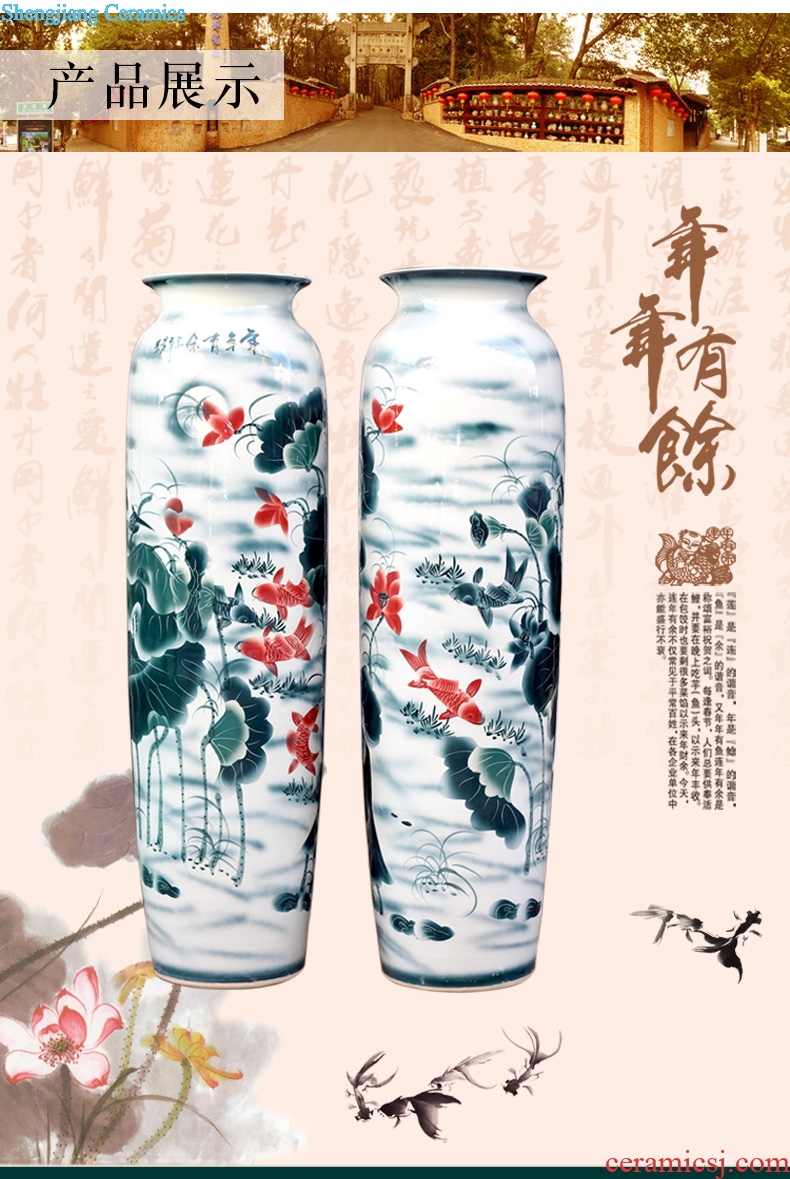 Jingdezhen ceramics of large vases, hand-painted lotus lotus years sitting room place wax gourd bottle than fish