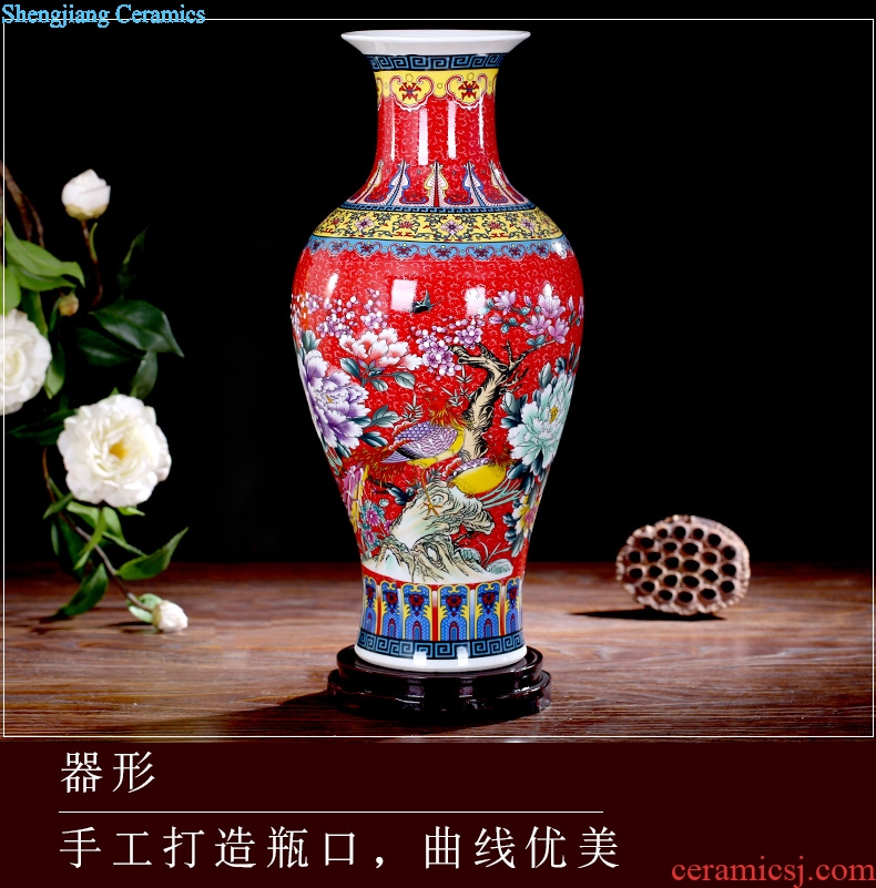 Mesa of jingdezhen ceramic vase colored enamel Chinese antique household flower adornment handicraft office furnishing articles