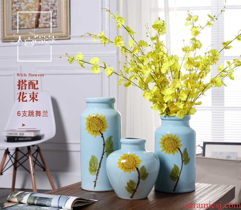 Jingdezhen contemporary and contracted ceramic vase furnishing articles creative living room small pure and fresh and dry flower arranging, table decorations