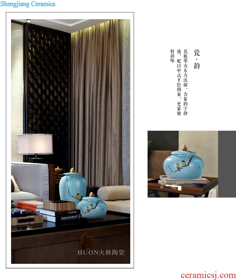 Jingdezhen ceramic decorative furnishings tea general storage jar of new Chinese style classical home sitting room ark furnishing articles