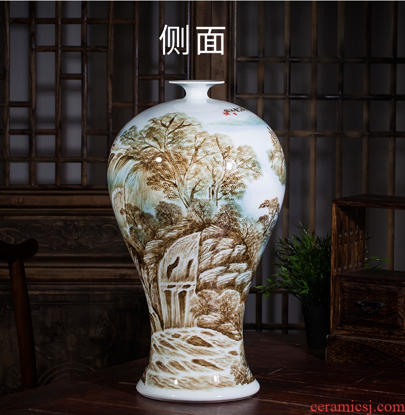 Jingdezhen ceramics vase furnishing articles by hand-painted master of landscape painting the sitting room of Chinese style household decorations