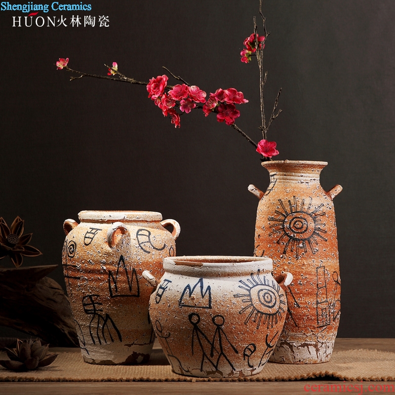 Zen of pottery and porcelain vase Chinese style restoring ancient ways is coarse pottery do old earthenware jar of primitive simplicity porch is decorated furnishing articles flowers, flower arranging