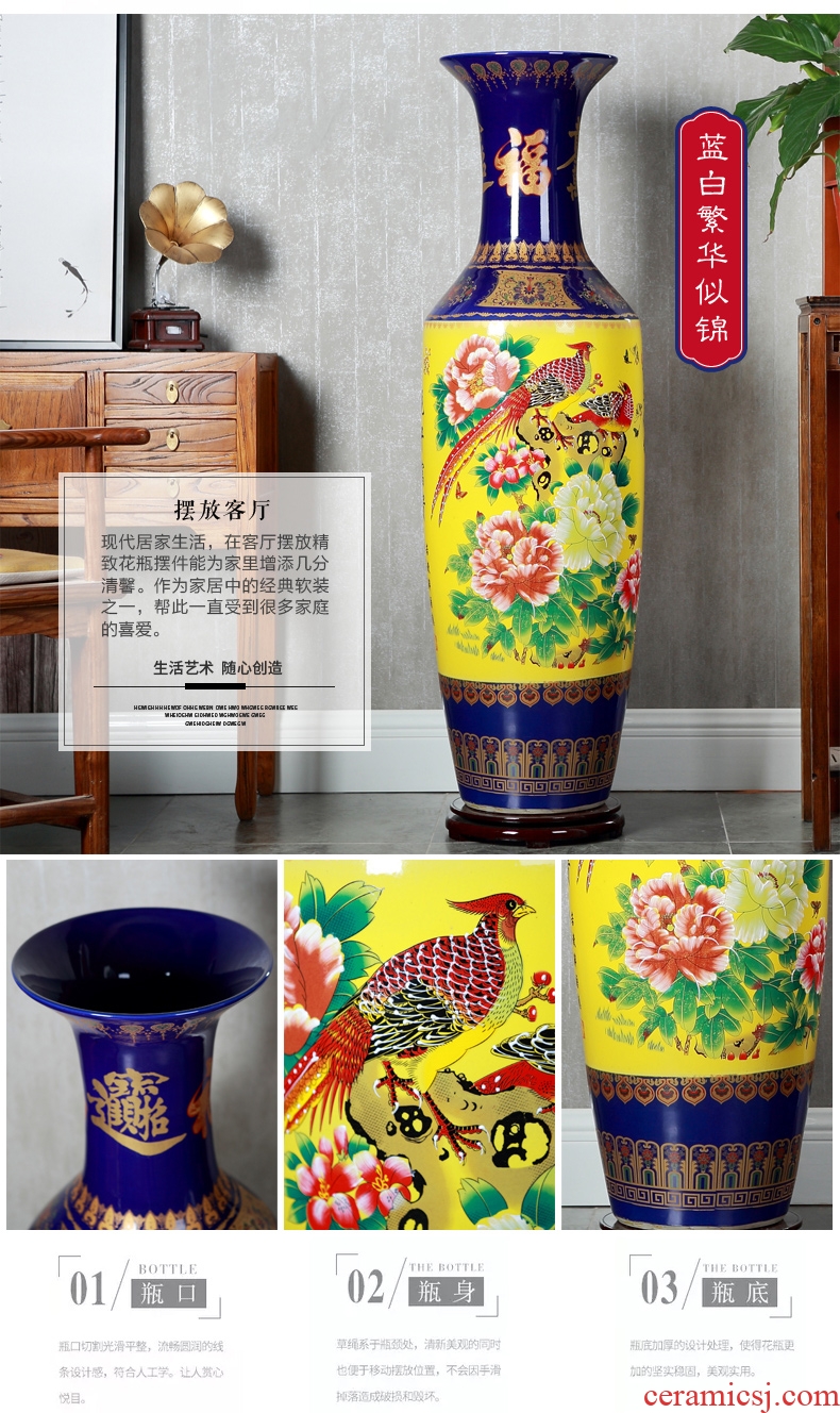 Jingdezhen ceramics blooming flowers hotel lobby hall for the opening of large vase decoration as furnishing articles