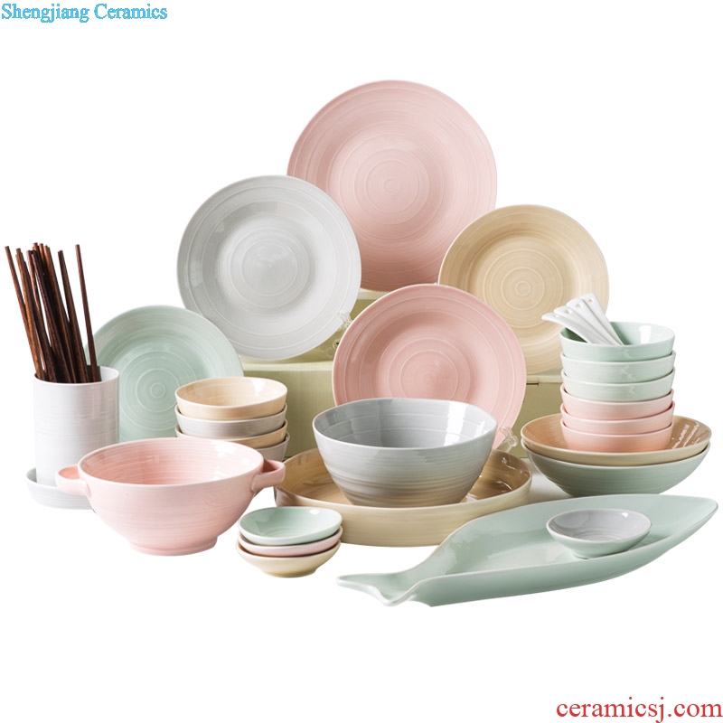 Ijarl million jia contracted wind Nordic creative household kitchen health ceramic dishes dishes chopsticks tableware suit