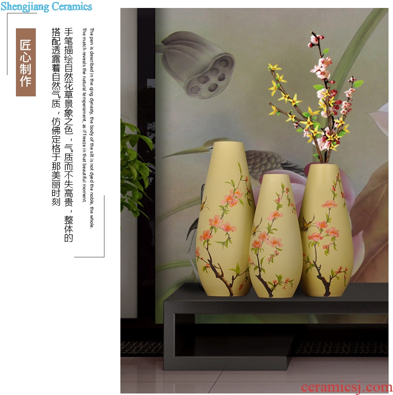 Scene, jingdezhen ceramic vase hand-painted frosted three-piece handicraft furnishing articles home decoration decoration