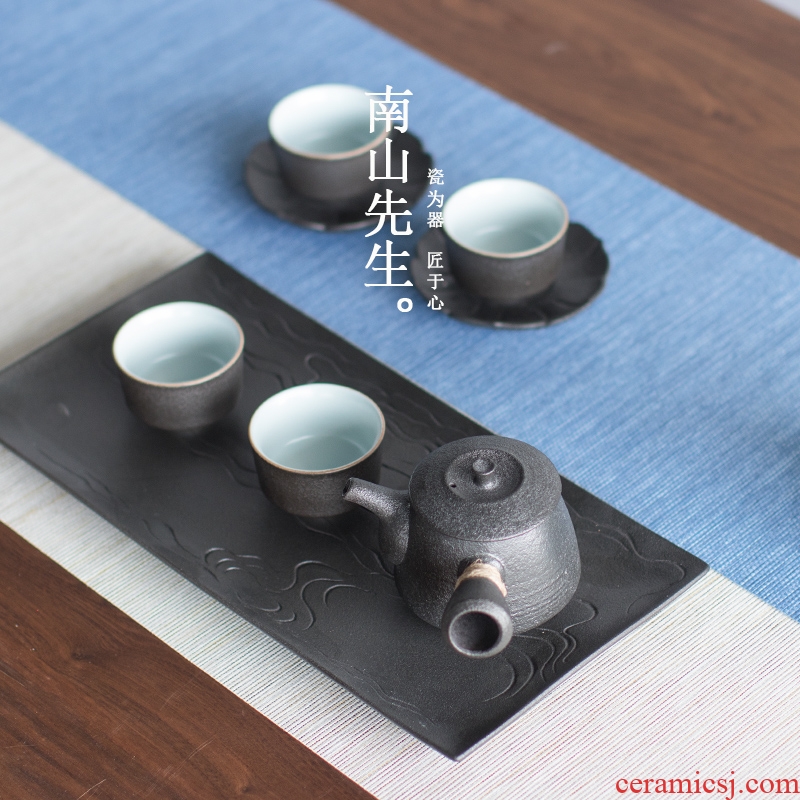 Mr Nan shan 4 creative household ceramic tea set suit black pottery teapot sitting room small kung fu tea cups