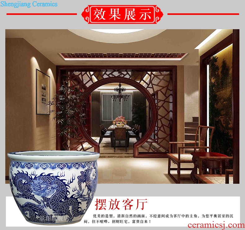 Jingdezhen ceramic hand-painted porcelain among fish tank yard ground large sitting room the tortoise water lily cylinder furnishing articles