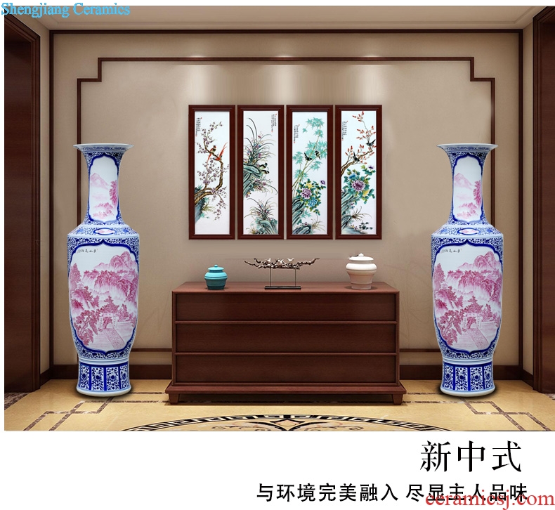 Jingdezhen ceramic floor furnishing articles hand-painted lushan photographs resort big vase home sitting room of Chinese style adornment