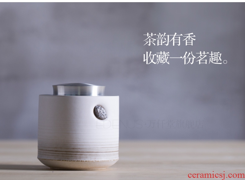 Million kilowatt/hall caddy ceramic seal pot tin can portable storage tanks zen tea caddy 02 series