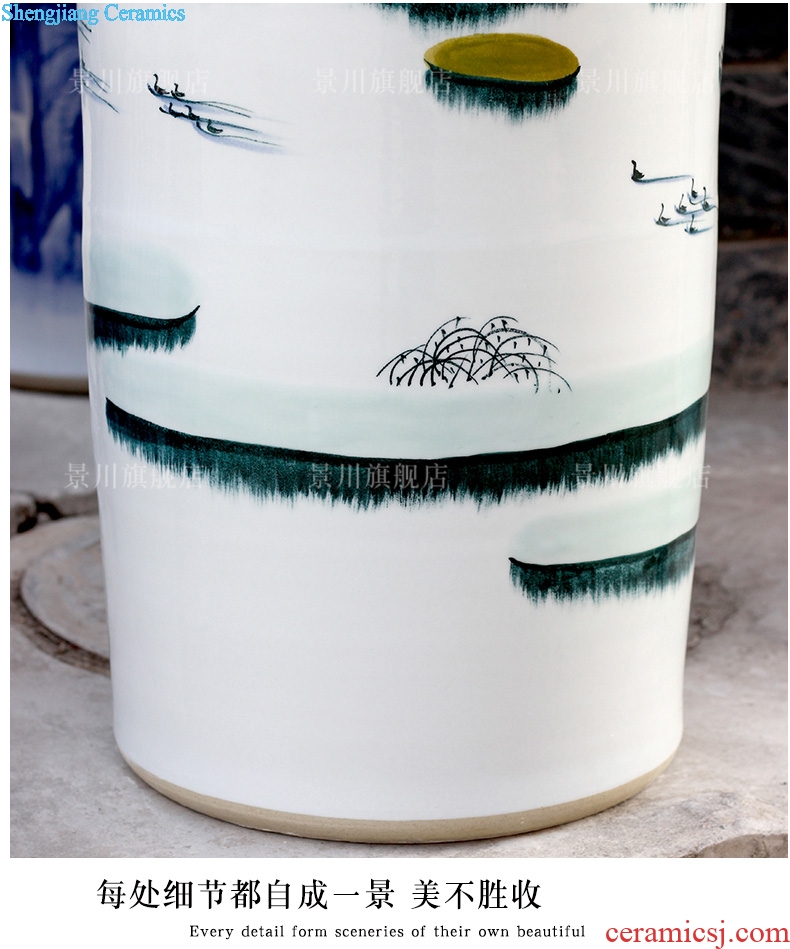 Jingdezhen ceramic hand-painted pastel jiangnan water landing big vase home sitting room hotel shop decoration