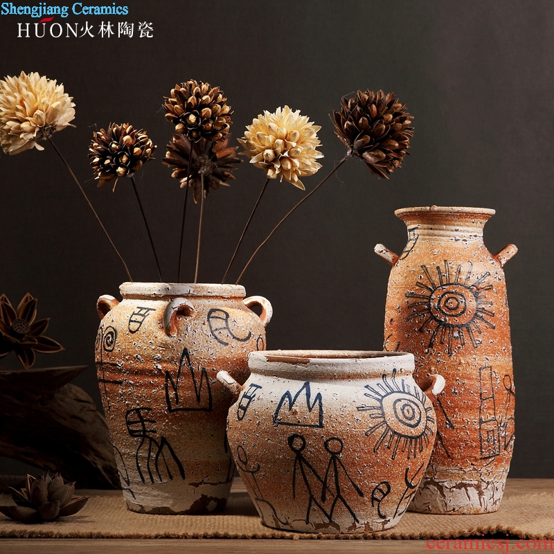 Zen of pottery and porcelain vase Chinese style restoring ancient ways is coarse pottery do old earthenware jar of primitive simplicity porch is decorated furnishing articles flowers, flower arranging