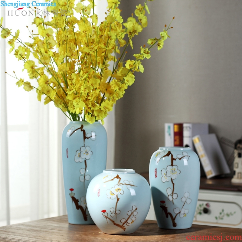 Contemporary and contracted jingdezhen ceramic flower vases Chinese creative living room blue dried flowers home furnishing articles