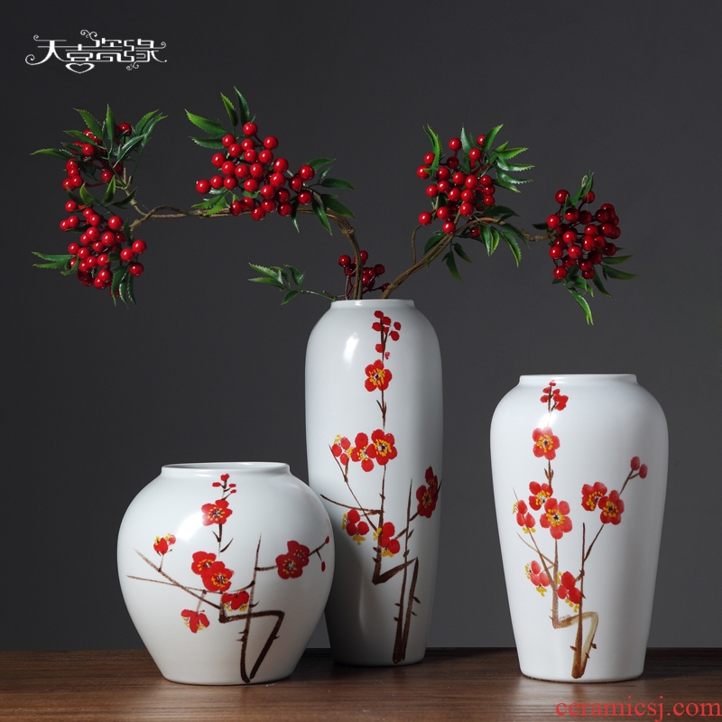 Jingdezhen contemporary and contracted ceramic vase furnishing articles creative living room TV cabinet table flower arranging, home decoration