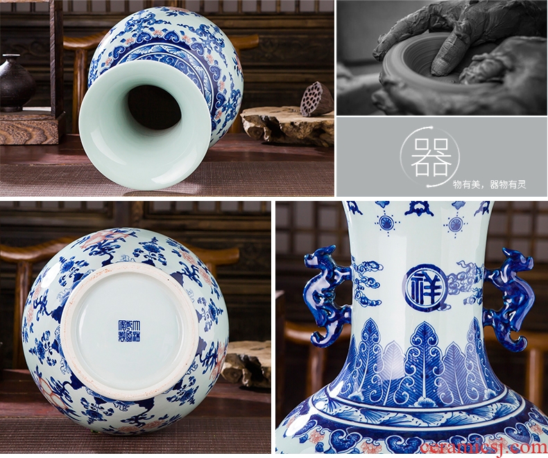 Manual hand-painted imitation qianlong vase antique Chinese blue and white porcelain is jingdezhen ceramics home sitting room adornment is placed