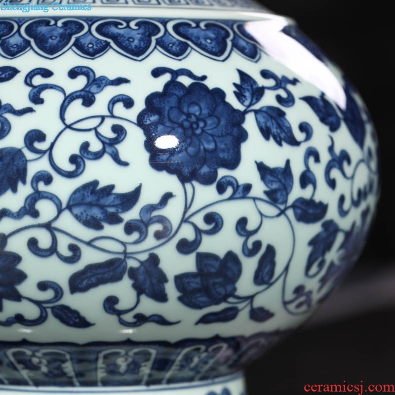 Jingdezhen ceramics vase blue and white porcelain sitting room of Chinese style household adornment porch furnishing articles furnishing articles