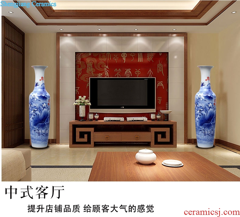 Jingdezhen ceramic hand-painted lotus fish landing big red carp porcelain vase decoration to the hotel living room furnishing articles