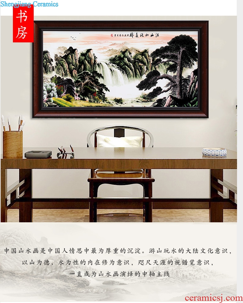 Jingdezhen porcelain plate painting pastel landscape painter in the living room a study room sofa setting wall decoration