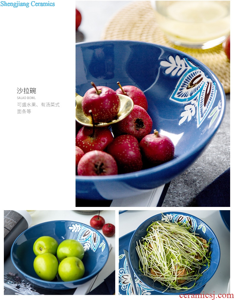 Ijarl million jia creative ceramic tableware bowl rice bowls porringer household rainbow noodle bowl of fruit salad bowl dish bowl