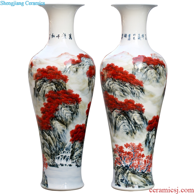 Jingdezhen ceramics antique hand-painted youligong flower arranging big vase home sitting room ground adornment furnishing articles