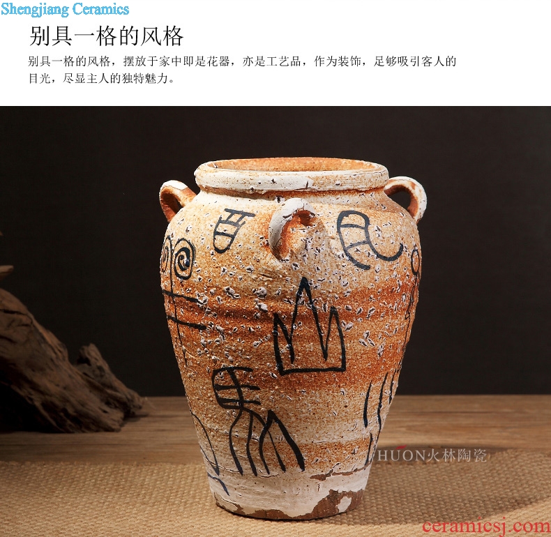 Zen of pottery and porcelain vase Chinese style restoring ancient ways is coarse pottery do old earthenware jar of primitive simplicity porch is decorated furnishing articles flowers, flower arranging