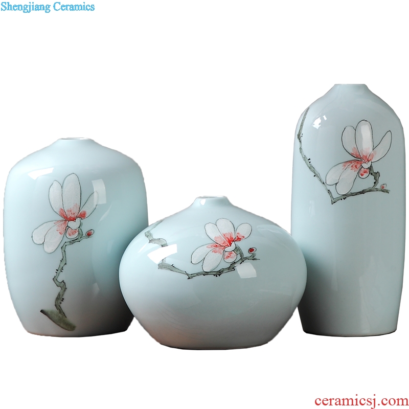 Classical Chinese style home decoration ceramic crafts vase sitting room practical three-piece furnishing articles wedding gift