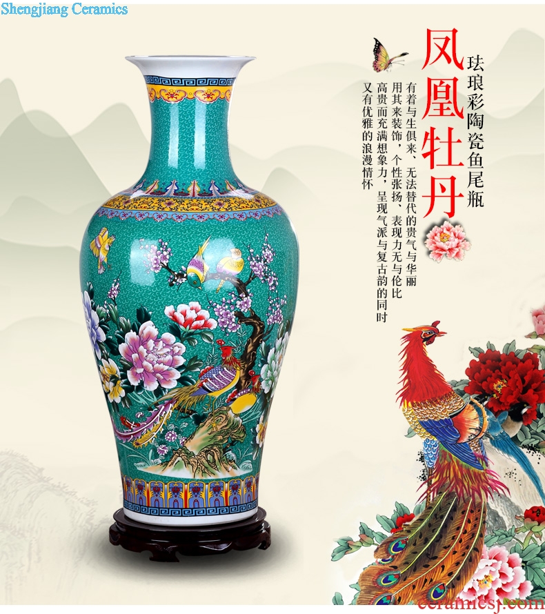 Jingdezhen ceramics colored enamel landing large vases, modern European home sitting room adornment furnishing articles