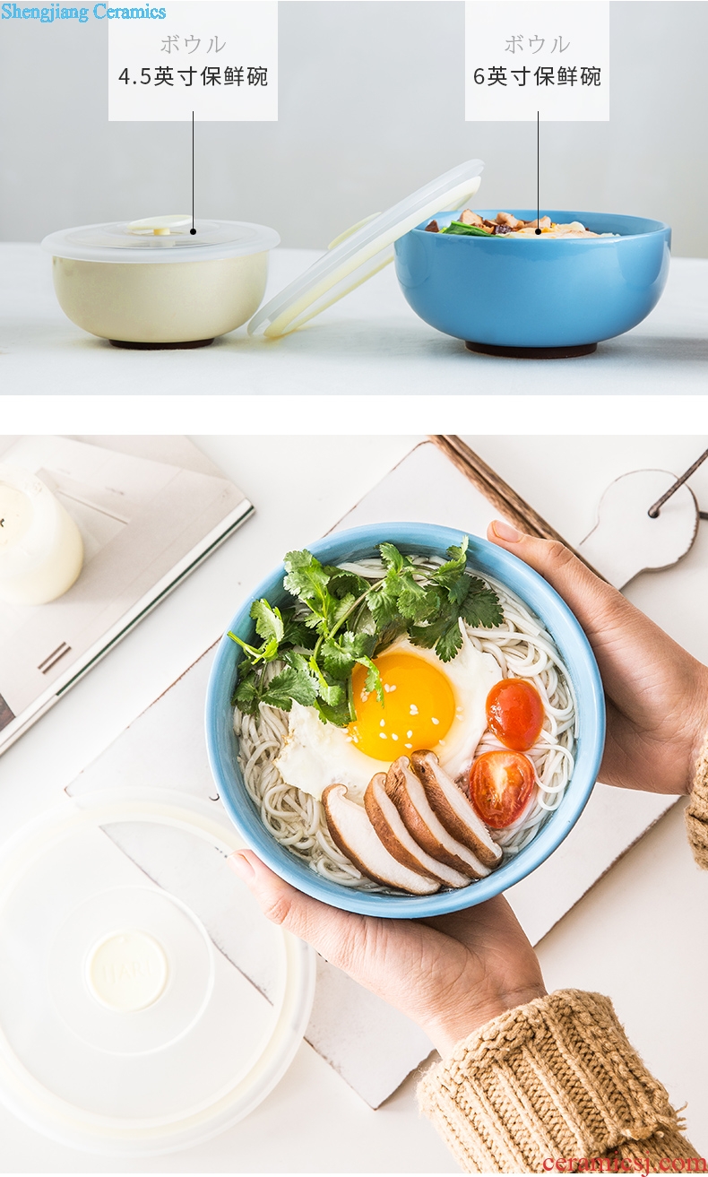 Million jia creative preservation bowl ceramics microwave bento cassette cover bubble rainbow noodle bowl seal preservation box lunch box fridge