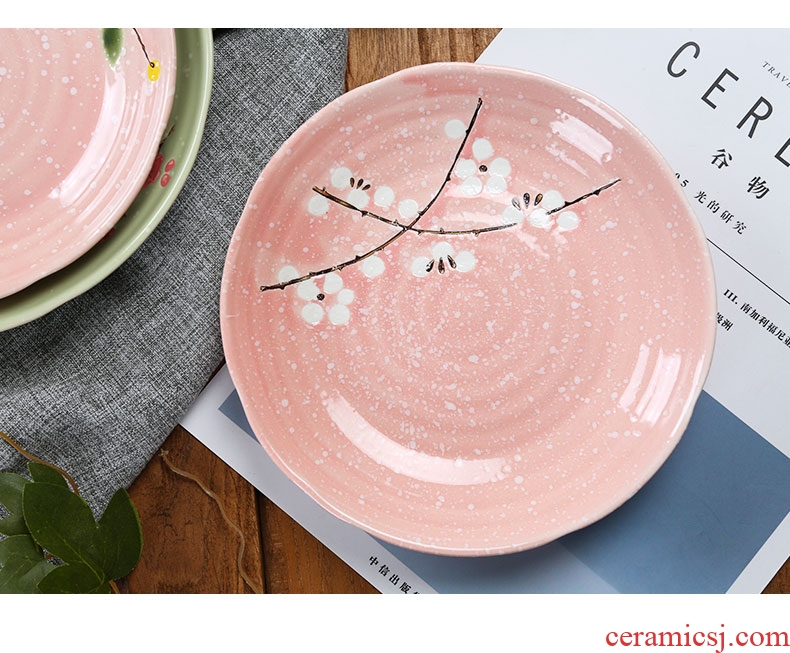 Jingdezhen ceramic plate round home deep LIDS, Japanese beef dish food dishes creative dumplings plate tableware