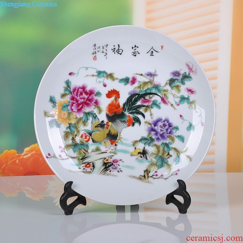 Jingdezhen ceramics family three-piece vase plates modern household adornment handicraft furnishing articles