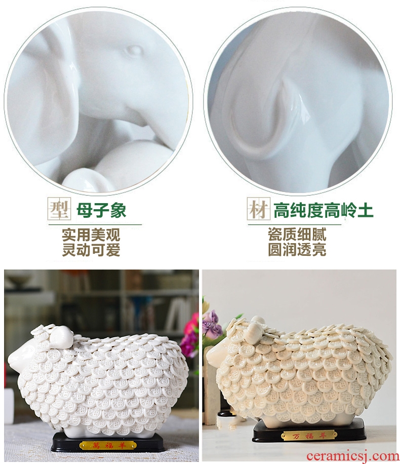 Study of contemporary and contracted sitting room lucky sheep lovely home decoration Wan Fuyang furnishing articles ceramics handicraft