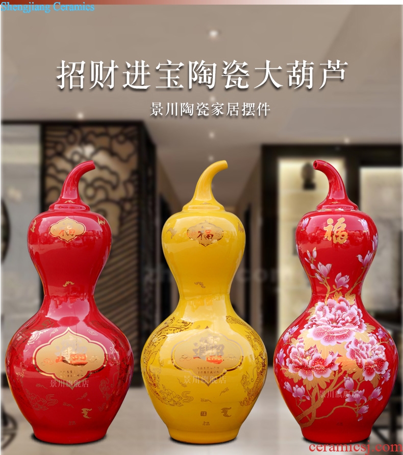 Jingdezhen ceramic maxim landing big gourd vases home sitting room store modern Chinese style furnishing articles