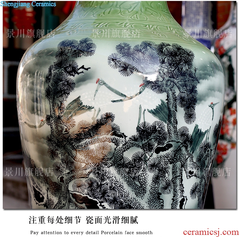 Pine crane live color ink big vase jingdezhen ceramics sitting room floor furnishing articles study Chinese style household act the role ofing is tasted